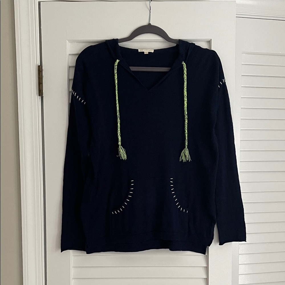 Lisa Todd Navy Sweater with Green Accents